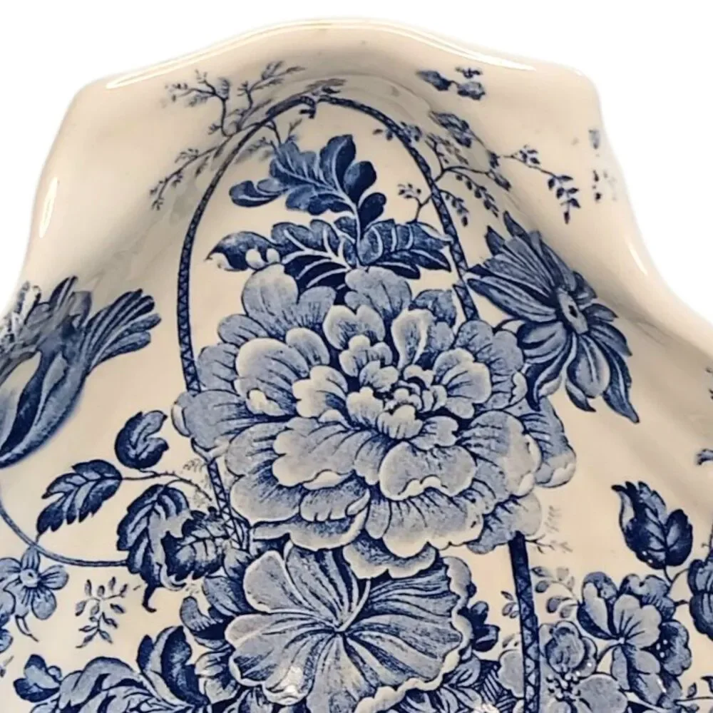 Blue Floral Chinoiserie Shell Shaped Dish Charlotte Royal Crownford Ironstone